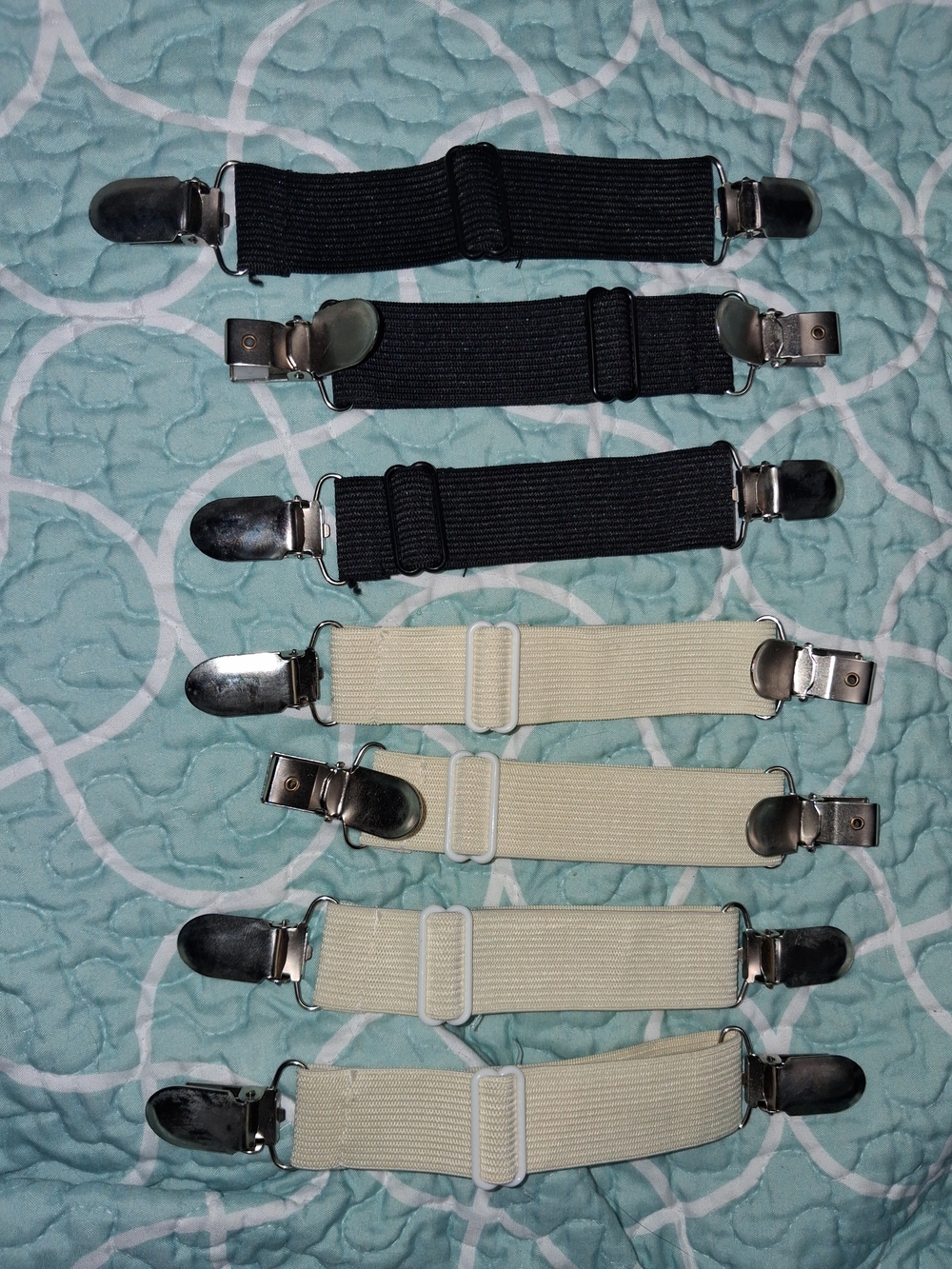 Adjustable Shirt Stay Straps - Black & Cream
